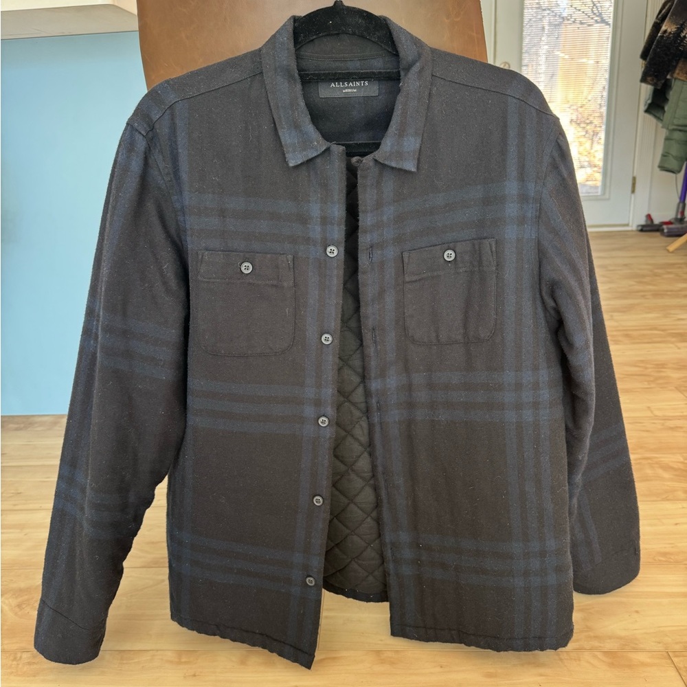 All Saints Black Lightweight Shirt Jacket Casual Fit